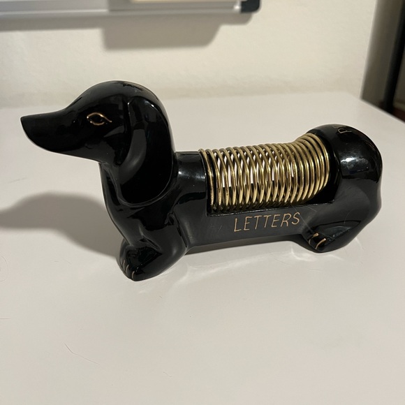 Anthropologie Black and Gold Dachshund Dog Letter Holder - Picture 4 of 9
